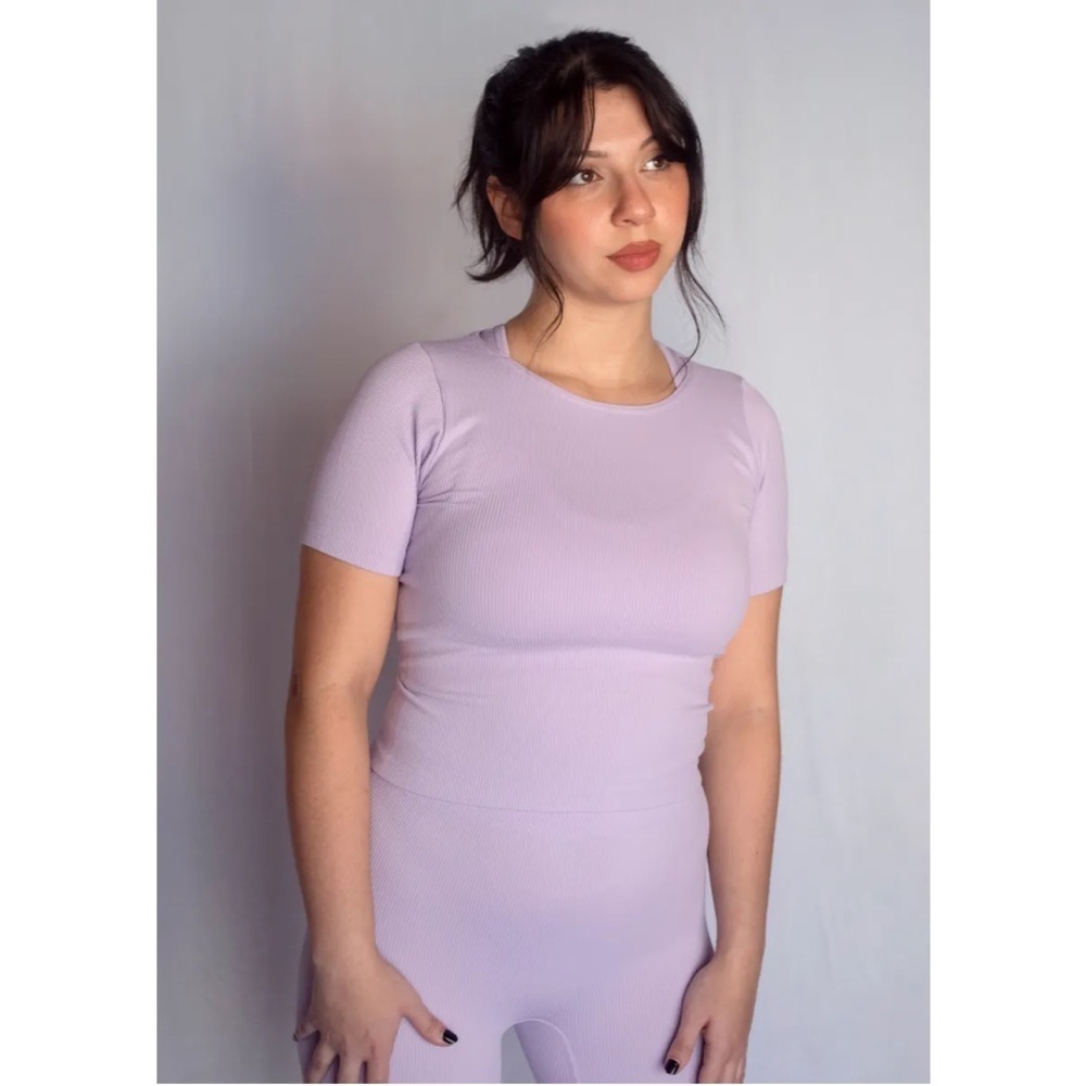 Lilac Ribbed Shirt and Short Set!! - Picture 3 of 4